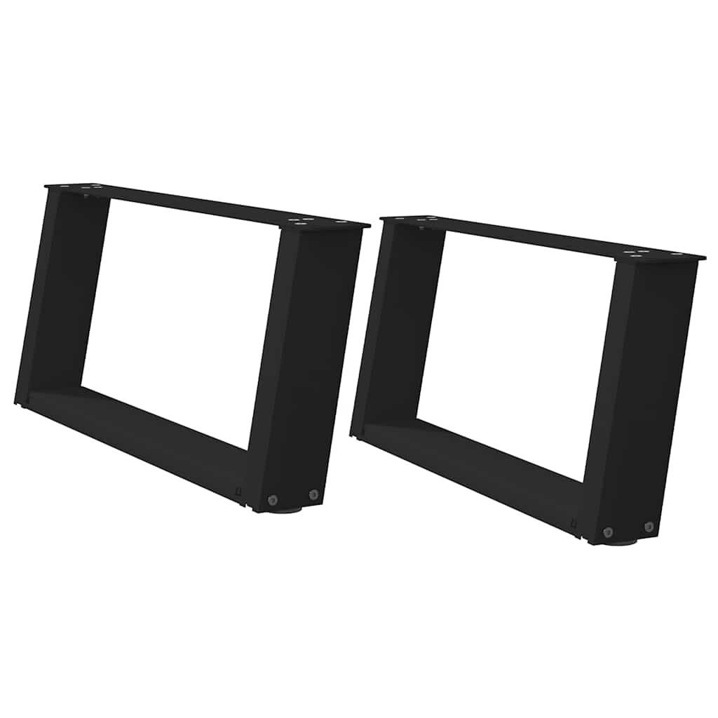 Pieds de table basse en U, 2 pièces, noir, 70 x 30-31 cm, acier