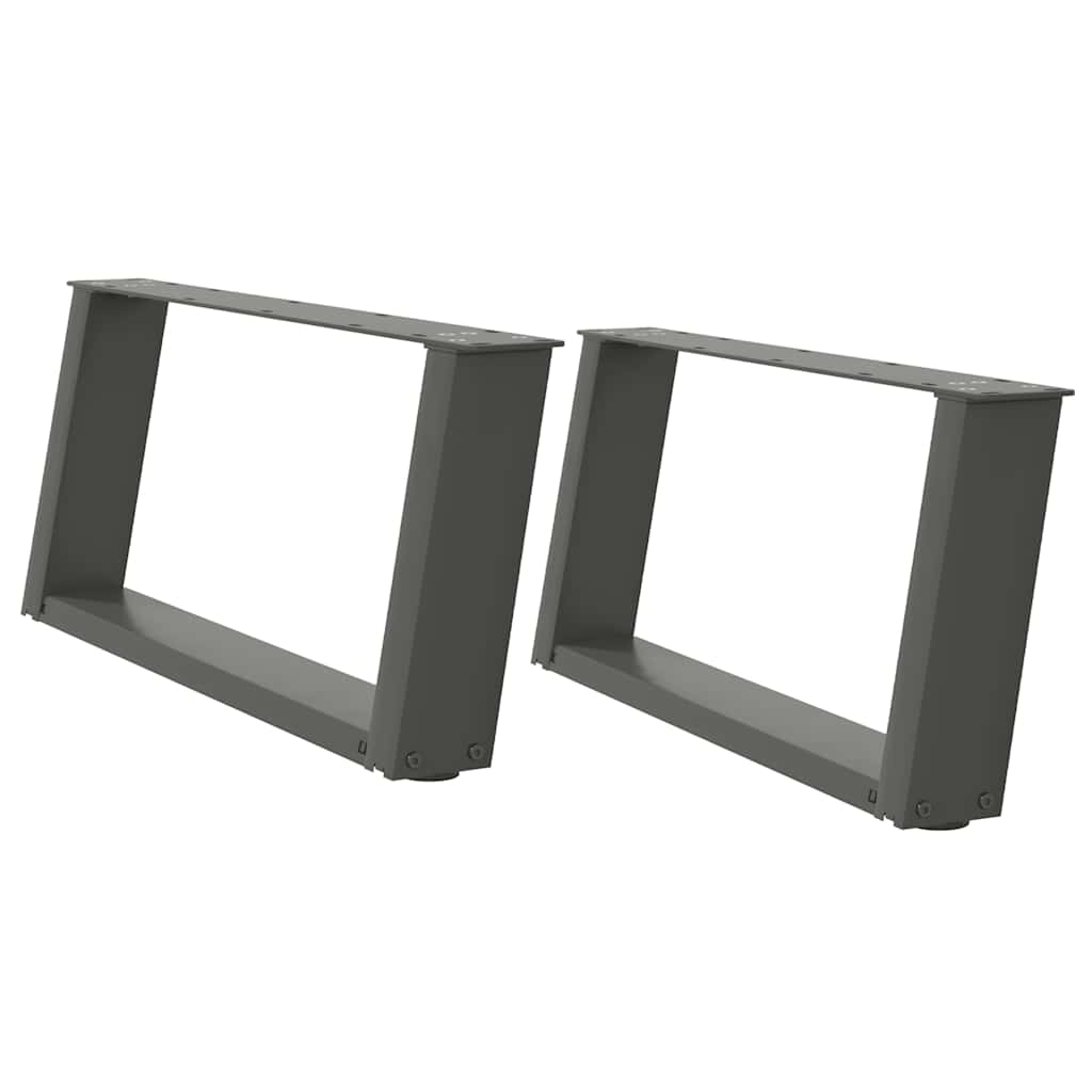 Pieds de table basse en U, 2 pièces, anthracite, 70 x 30-31 cm, acier