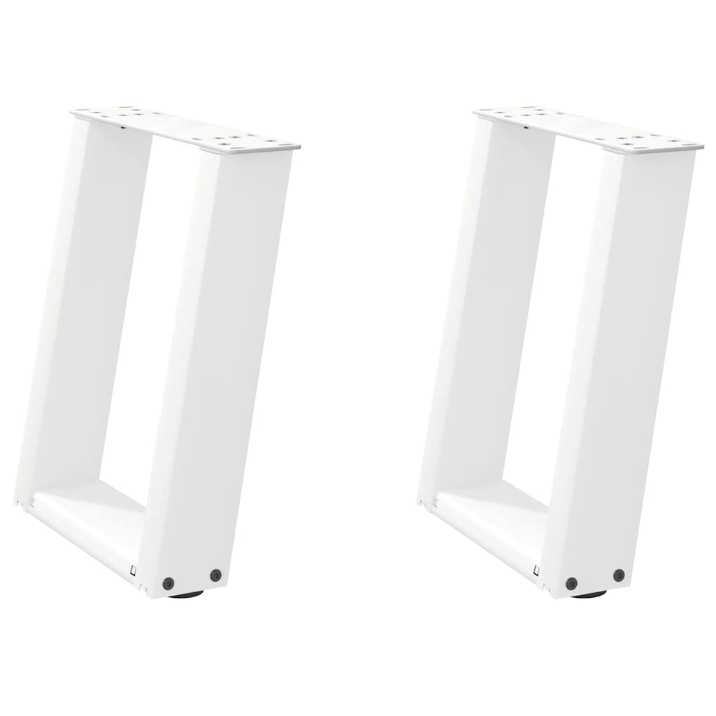 Pieds de table basse en U, 2 pièces, blanc, 28 x 42-43 cm, acier