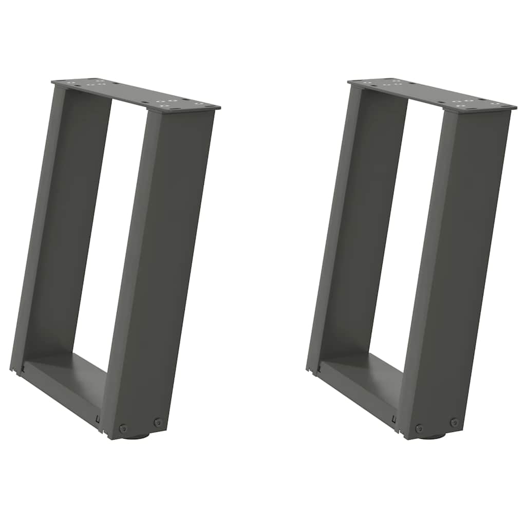Pieds de table basse en U, 2 pièces, anthracite, 28 x 42-43 cm, acier
