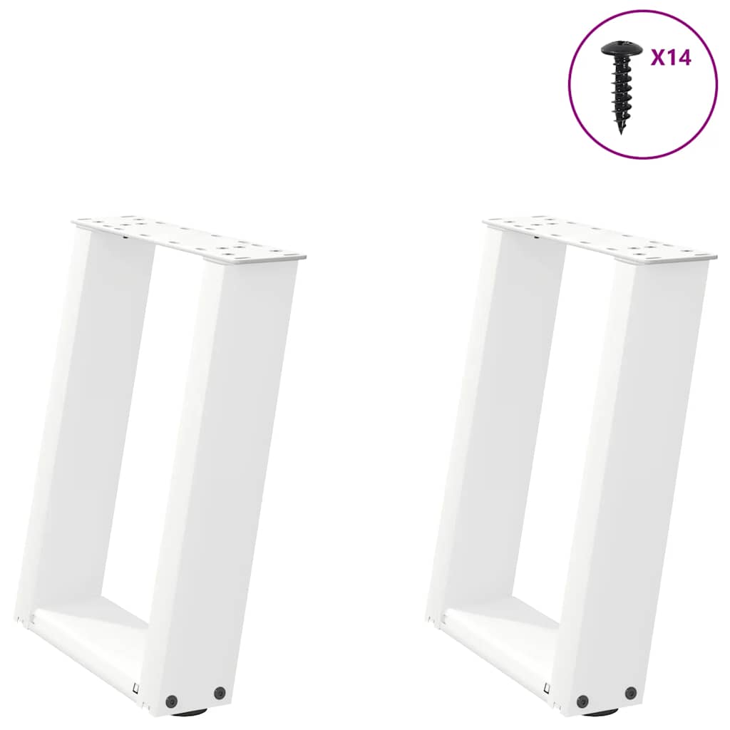 Pieds de table basse en U, 2 pièces, blanc, 38 x 42-43 cm, acier
