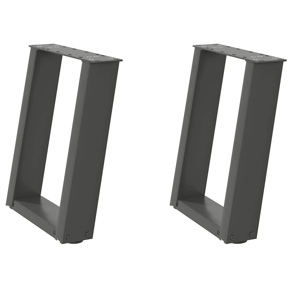 Pieds de table basse en U, 2 pièces, anthracite, 38 x (42-43) cm, acier
