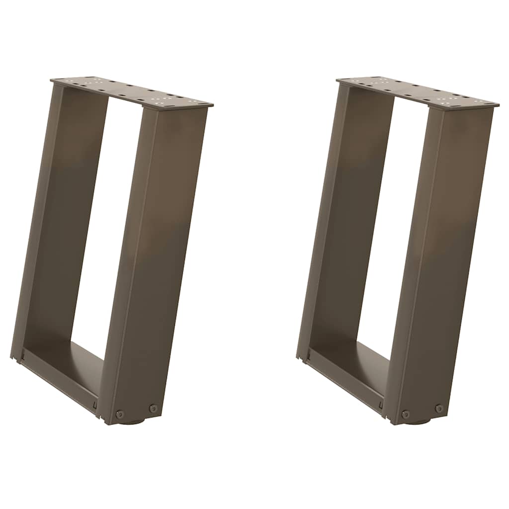 Pieds de table basse en U, 2 pièces, acier naturel, 38 x (42-43) cm