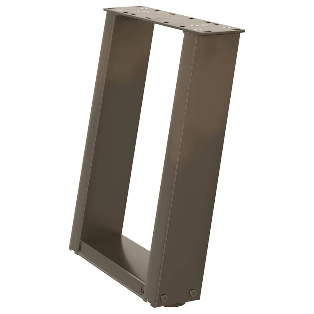 Pieds de table basse en U, 2 pièces, acier naturel, 38 x (42-43) cm