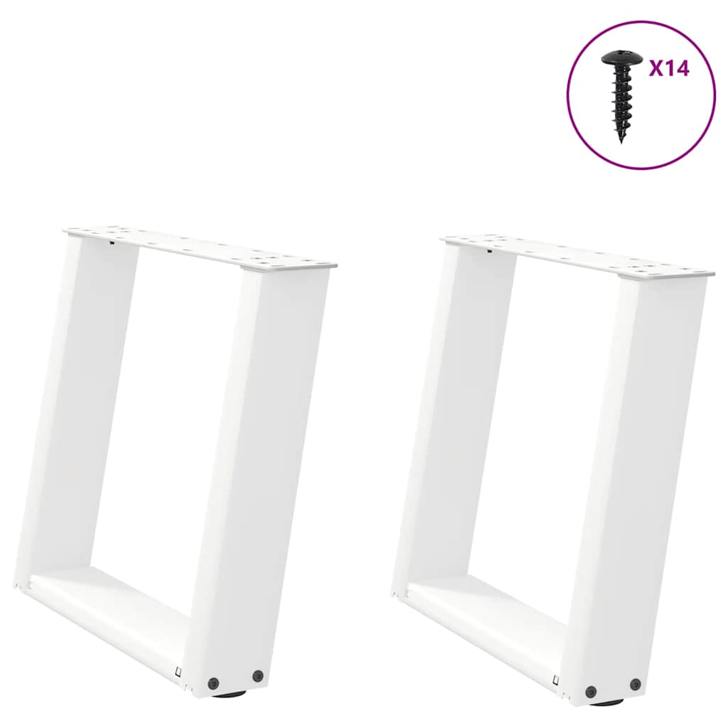 Pieds de table basse en U, 2 pièces, blanc, 50 x 42-43 cm, acier