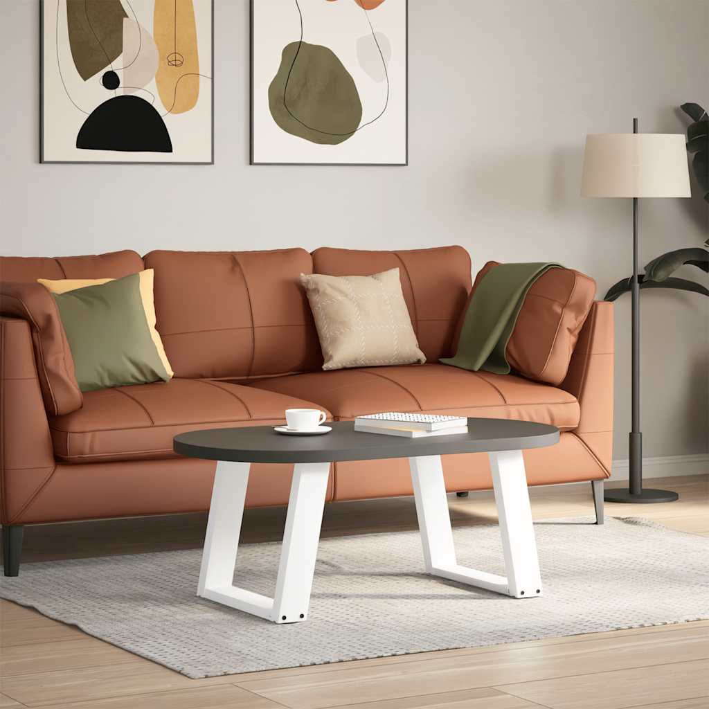 Pieds de table basse en U, 2 pièces, blanc, 50 x 42-43 cm, acier