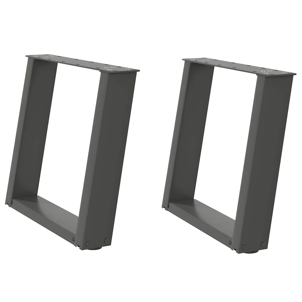 Pieds de table basse en U, 2 pièces, anthracite, 50 x 42-43 cm, acier