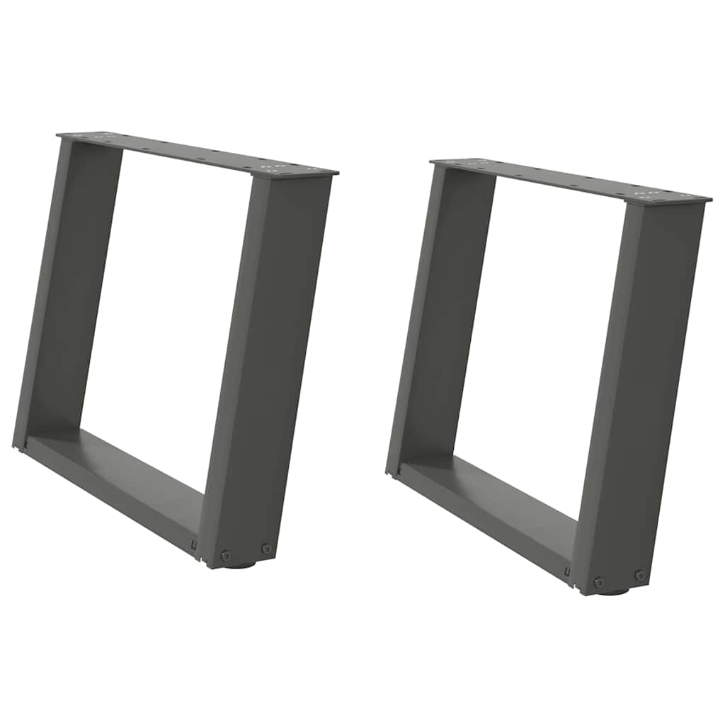 Pieds de table basse en U, 2 pièces, anthracite, 60 x 42-43 cm, acier