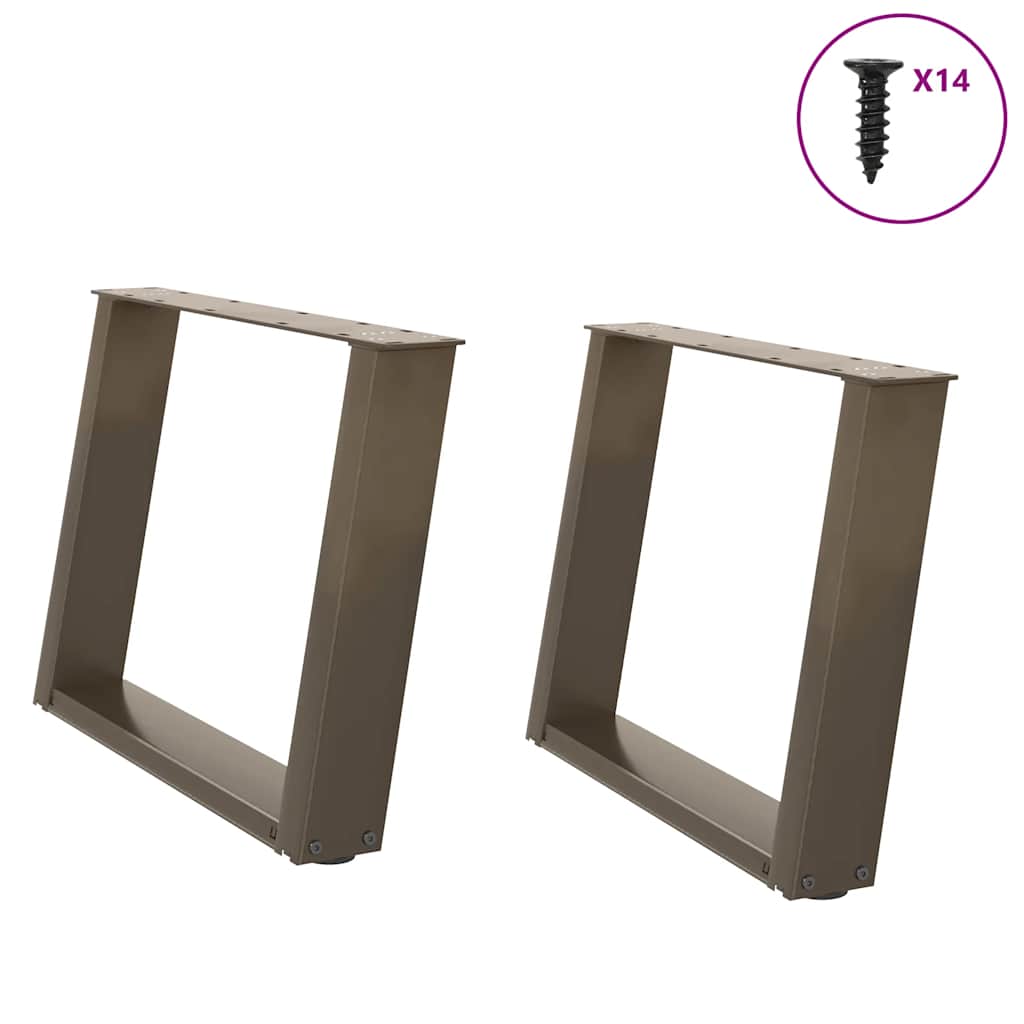 Pieds de table basse en U, 2 pièces, acier naturel, 60 x (42-43) cm