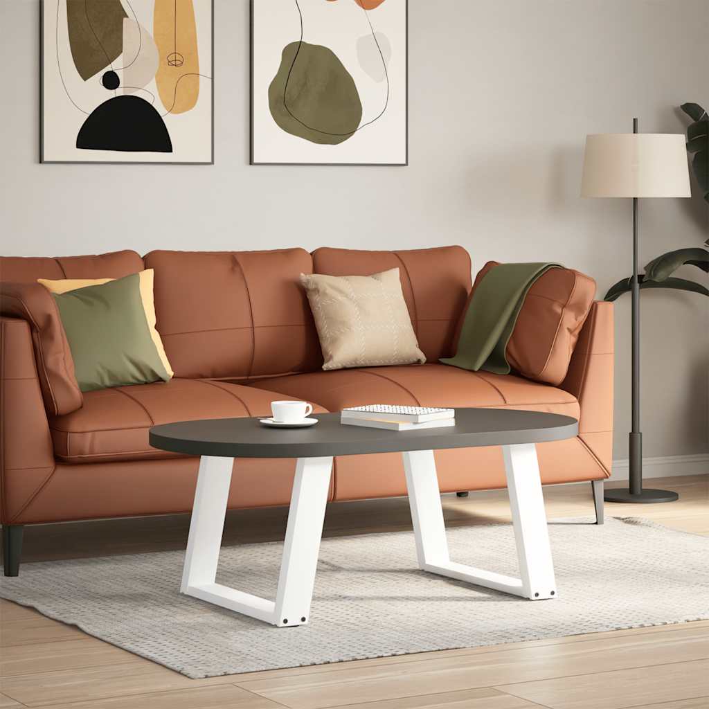 Pieds de table basse en U, 2 pièces, blanc, 70 x 42-43 cm, acier