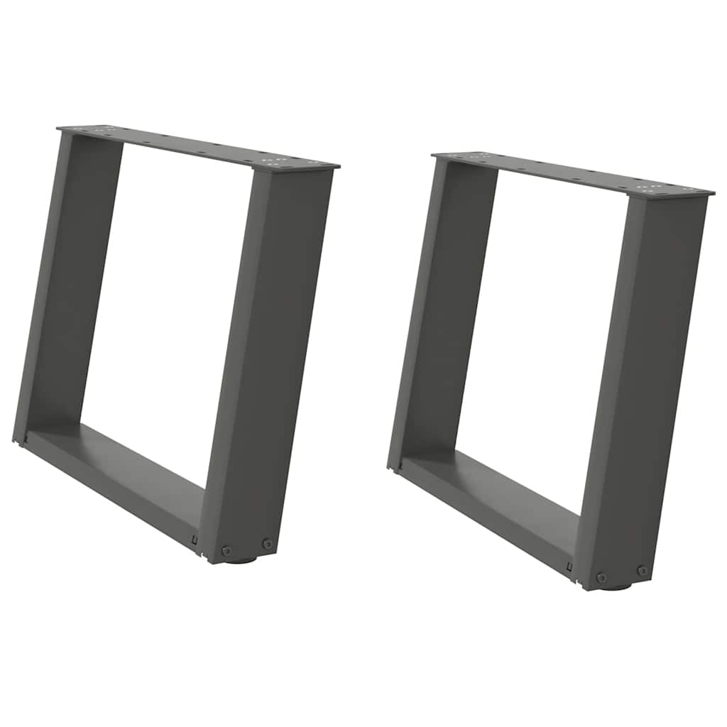 Pieds de table basse en U, 2 pièces, anthracite, 70 x (42-43) cm, acier