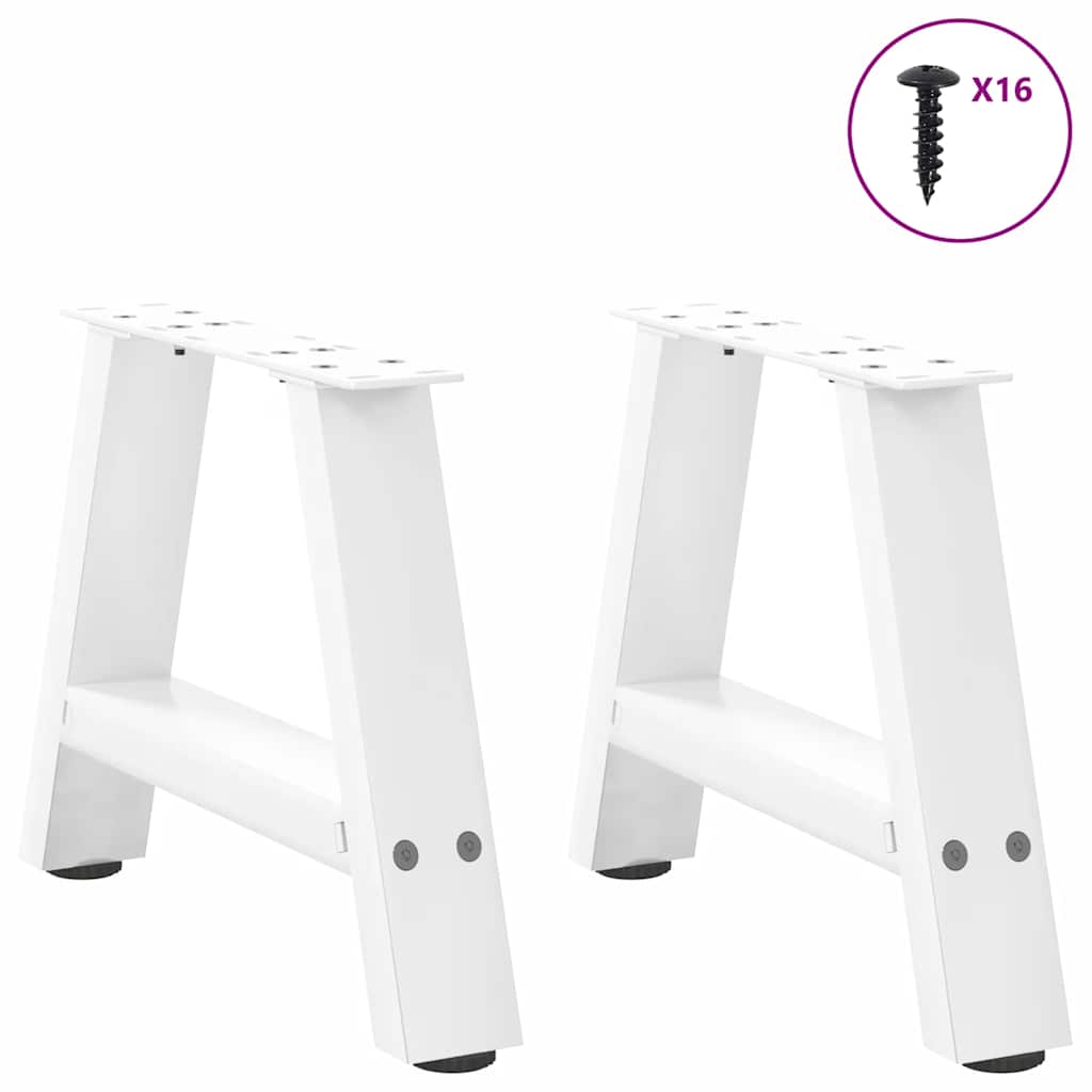 Pieds de table basse en forme de A, 2 pièces, blanc, 30 x 30-31 cm, acier