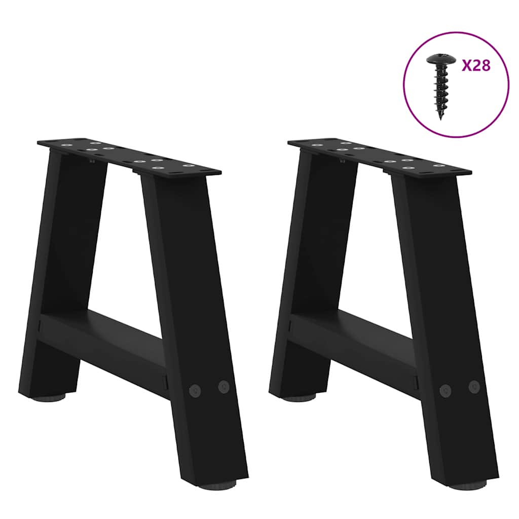 Pieds de table basse en forme de A, 2 pièces, noir, 50 x 30-31 cm, acier