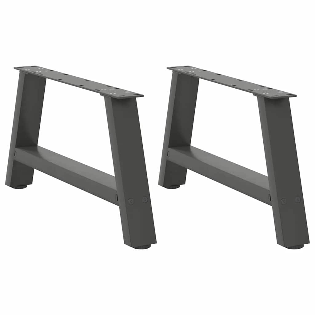 Pieds de table basse en forme de A, 2 pièces, anthracite, 70 x (30-31) cm, acier