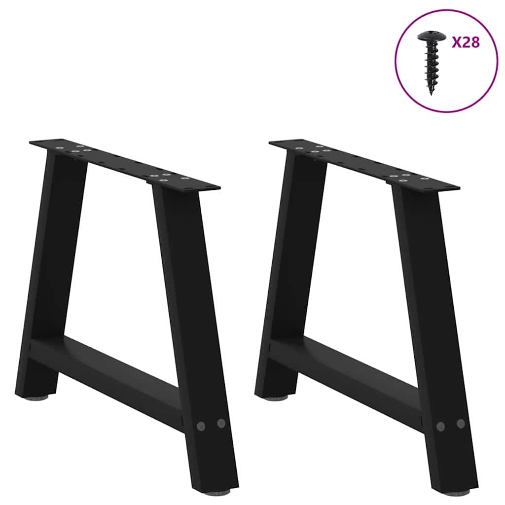 Pieds de table basse en forme de A, 2 pièces, noir, 60 x 42-43 cm, acier