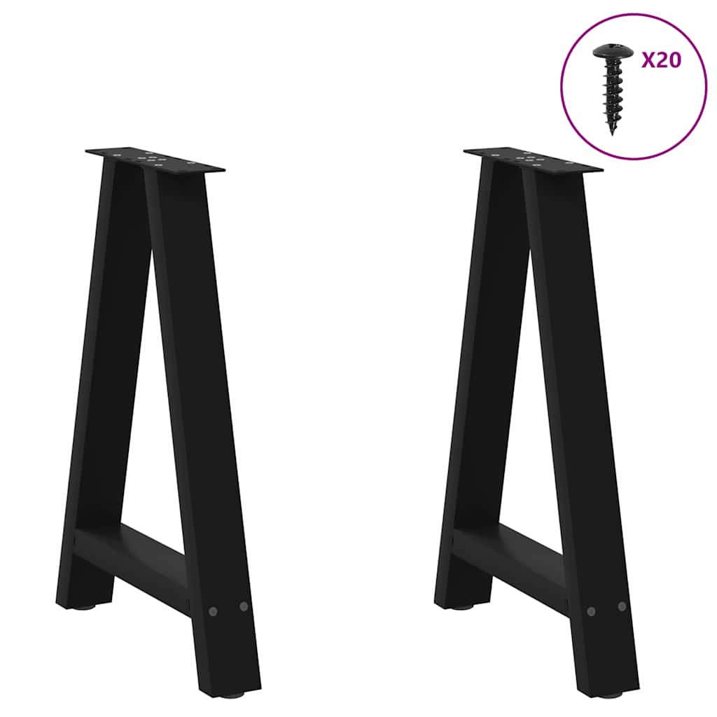 Coffee table legs A-shape 2 pcs. Black 60x(72-73) cm steel