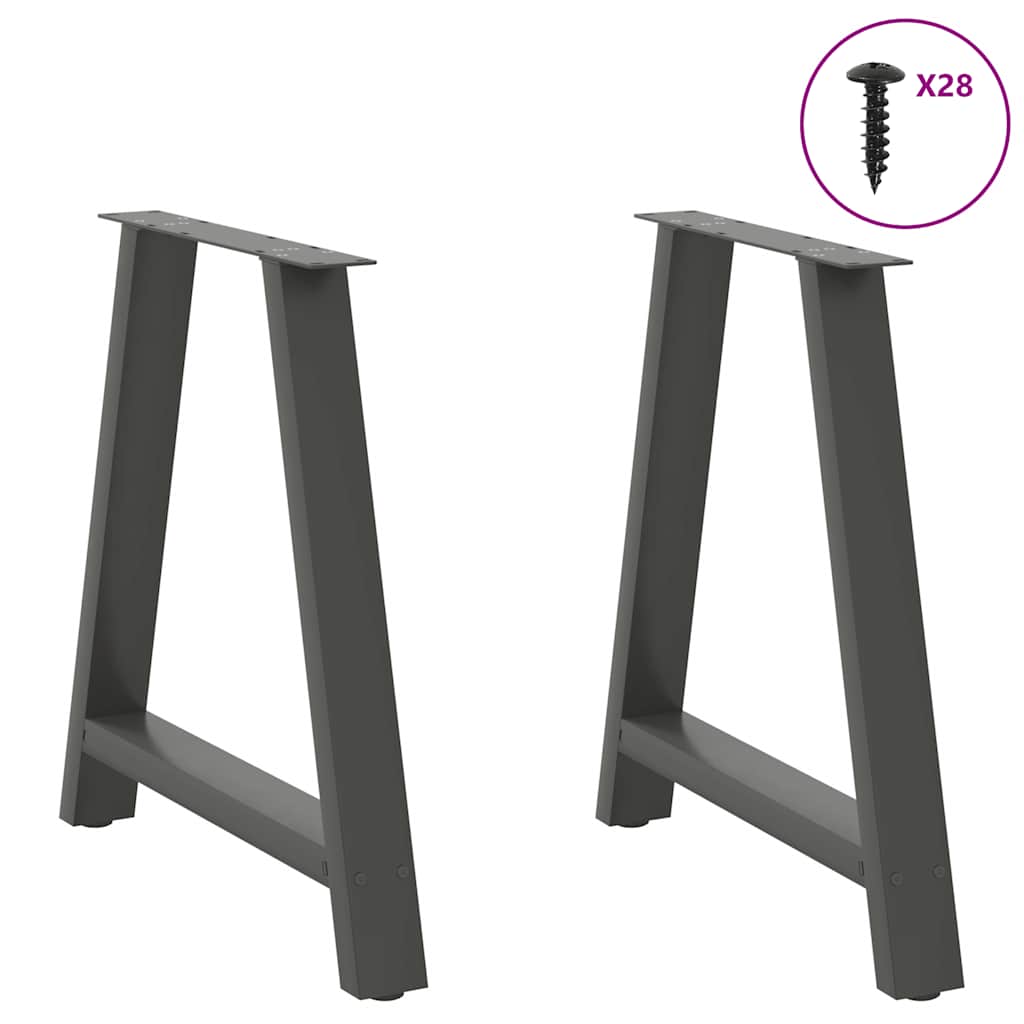 Pieds de table à manger en forme de A, 2 pièces, anthracite, 80 x (72-73) cm, acier