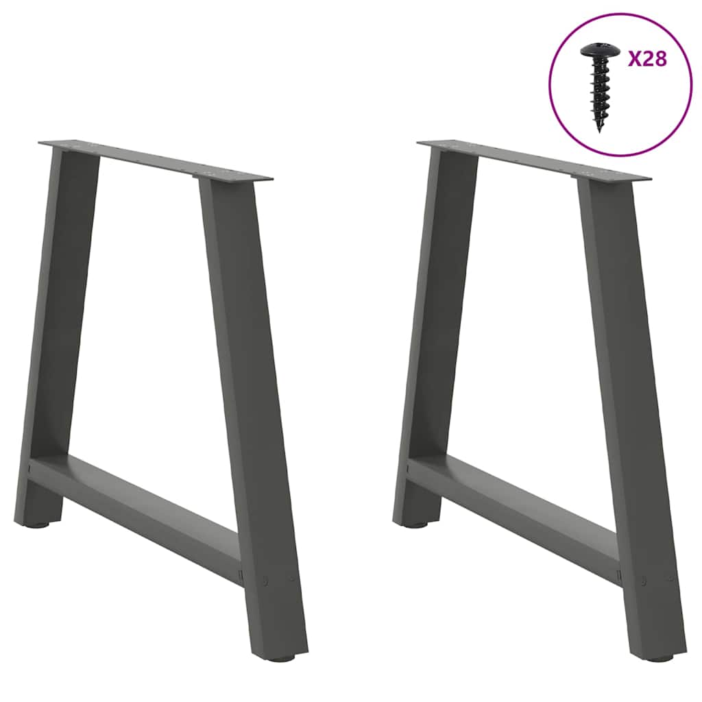 Pieds de table à manger en forme de A, 2 pièces, anthracite, 90 x (72-73) cm, acier