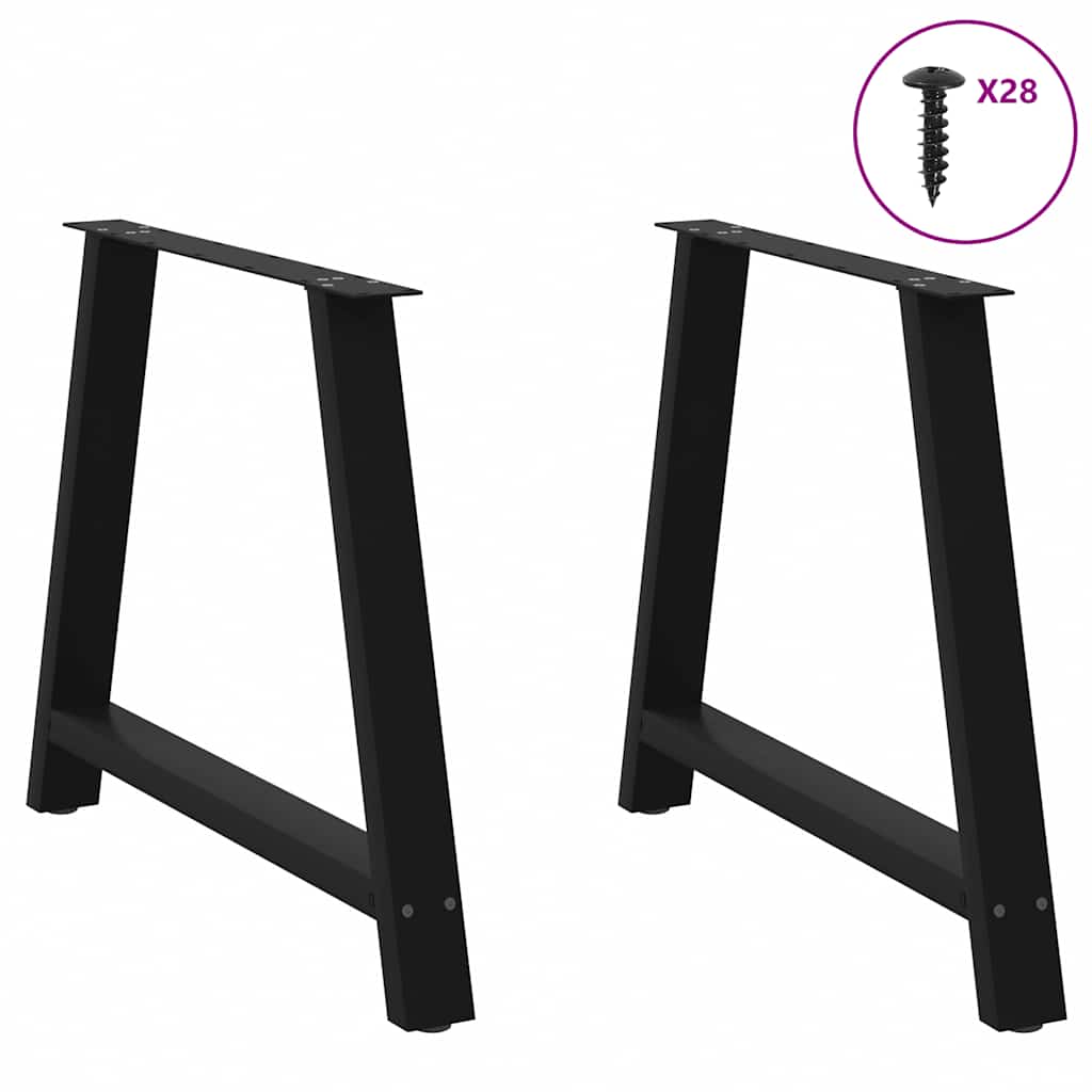 Pieds de table à manger en forme de A, 2 pièces, noir, 100 x (72-73) cm, acier