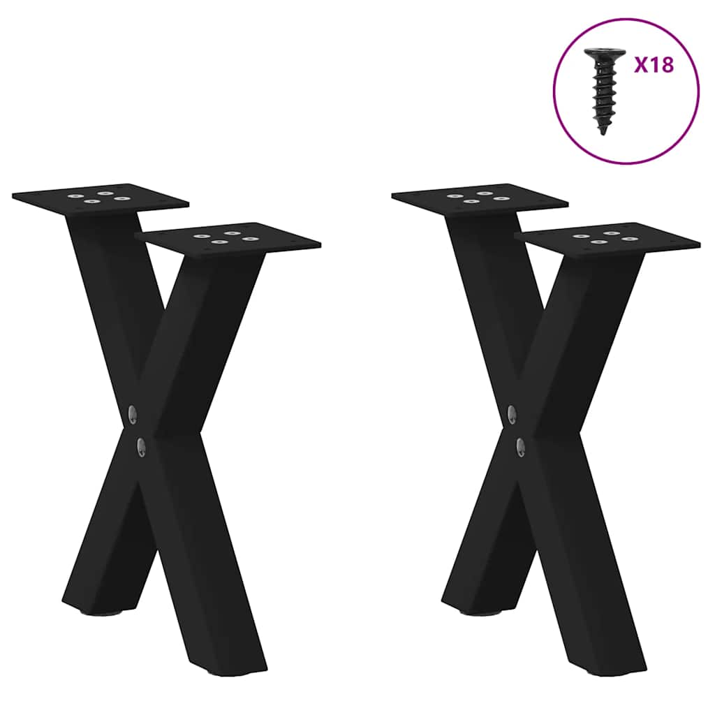 Coffee table legs X-shape 2 pcs. Black 37x(30-31) cm steel