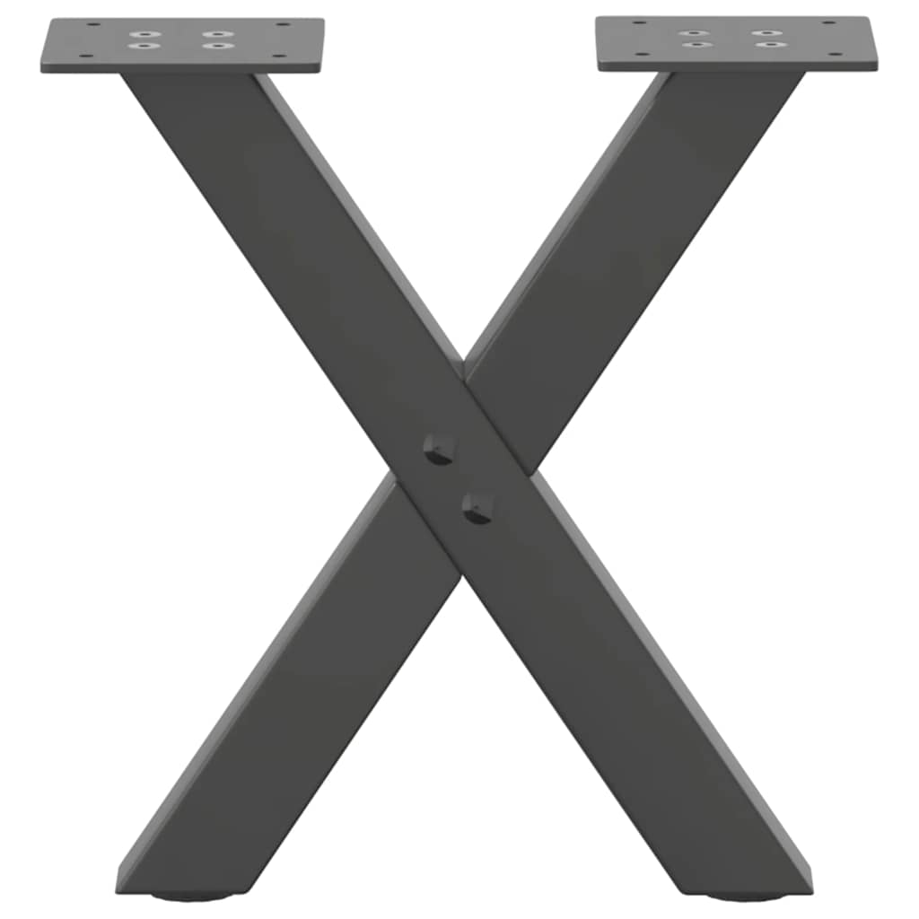 Pieds de table basse en forme de X, 2 pièces, anthracite, 37 x (30-31) cm, acier