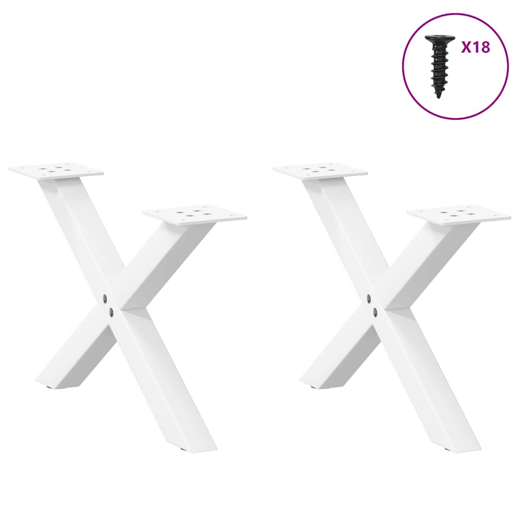 Coffee table legs X-shape 2 pcs. White 50x(30-31) cm steel