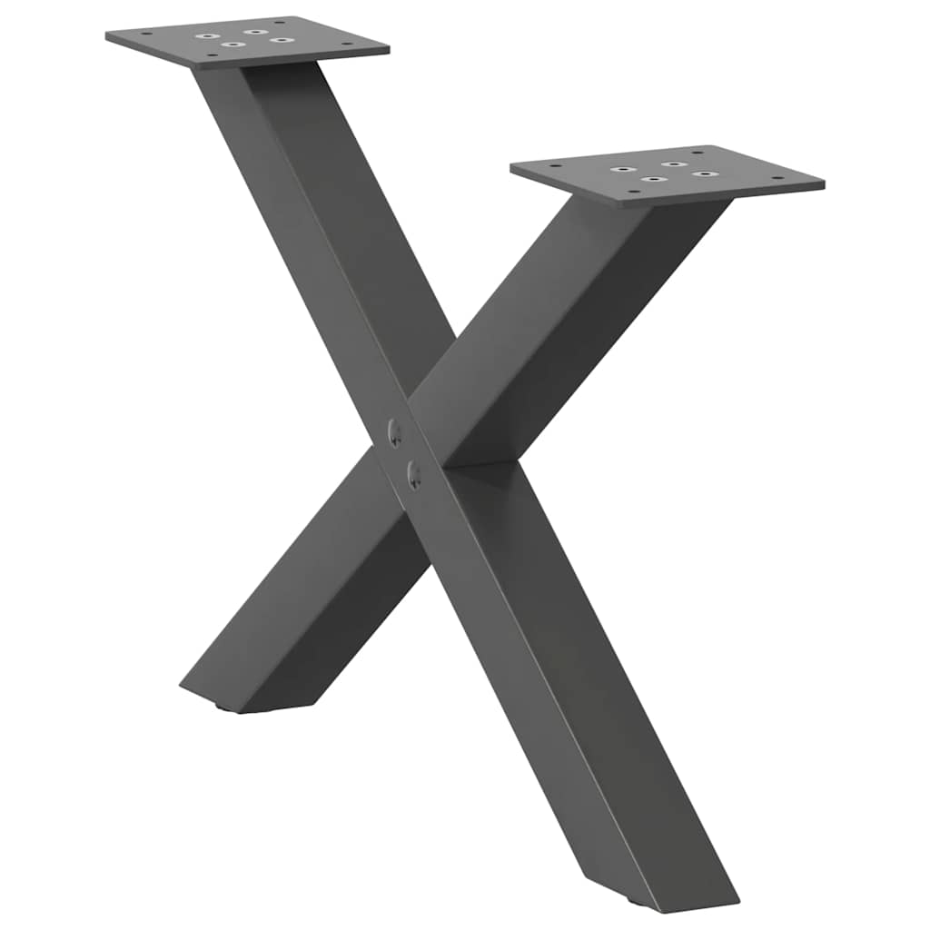 Pieds de table basse en forme de X, 2 pièces, anthracite, 50 x 30-31 cm, acier