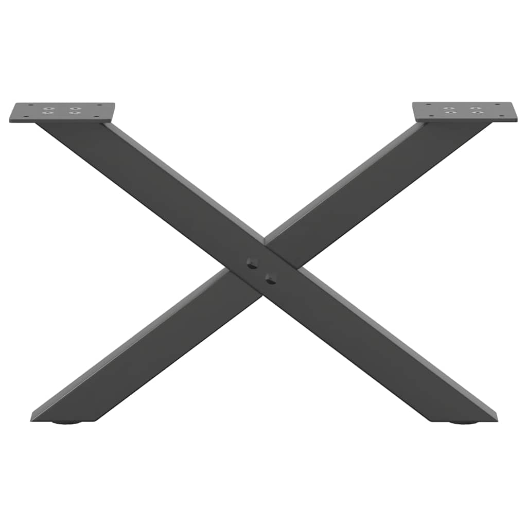 Pieds de table basse en forme de X, 2 pièces, anthracite, 60 x 30-31 cm, acier