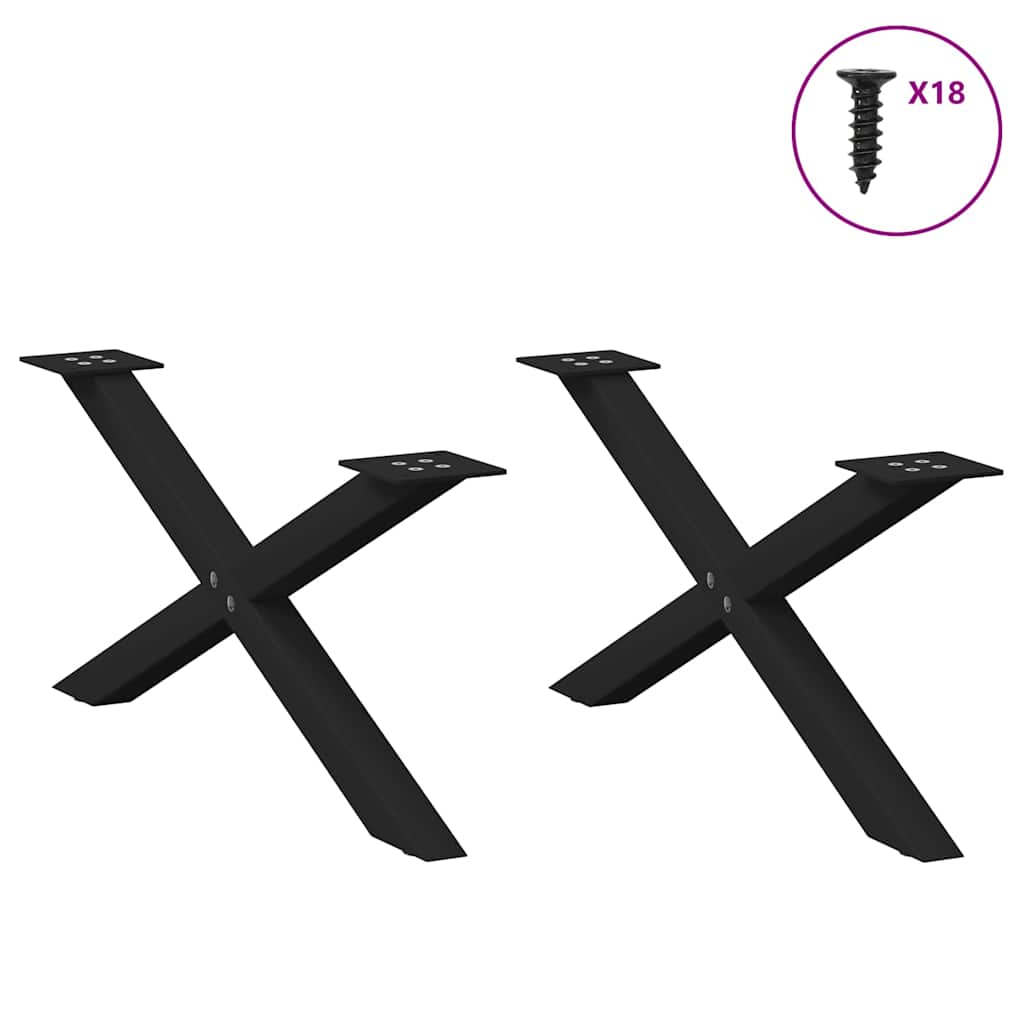 Coffee table legs X-shape 2 pcs. Black 70x(30-31) cm steel