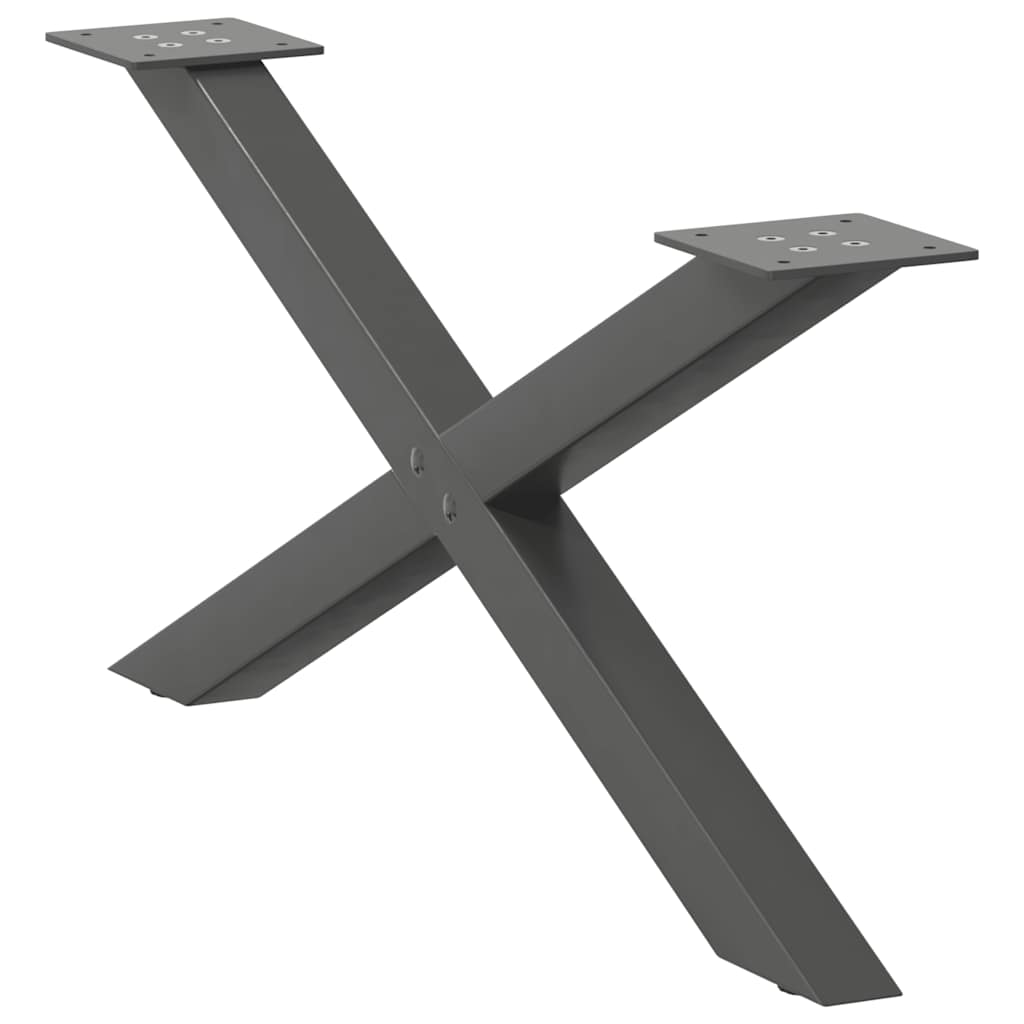 Pieds de table basse en forme de X, 2 pièces, anthracite, 70 x (30-31) cm, acier