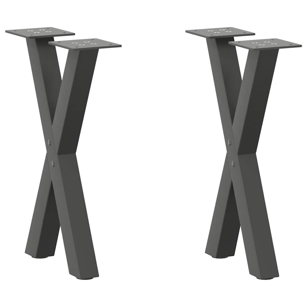 Pieds de table basse en forme de X, 2 pièces, anthracite, 38 x (42-43) cm, acier