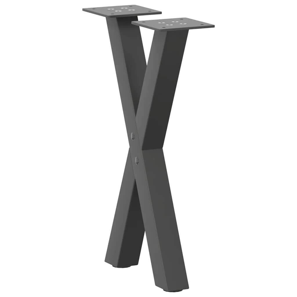 Pieds de table basse en forme de X, 2 pièces, anthracite, 38 x (42-43) cm, acier