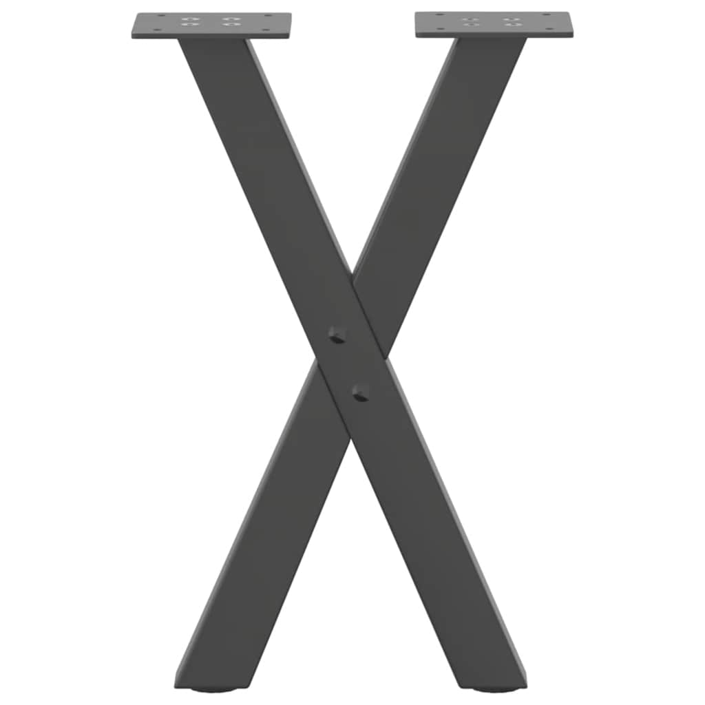 Pieds de table basse en forme de X, 2 pièces, anthracite, 38 x (42-43) cm, acier