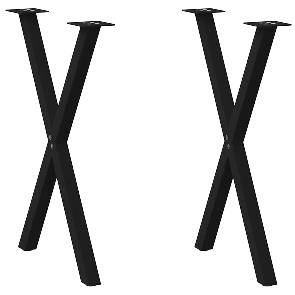 Pieds de table à manger en forme de X, 2 pièces, noir, 57 x 72-73 cm, acier