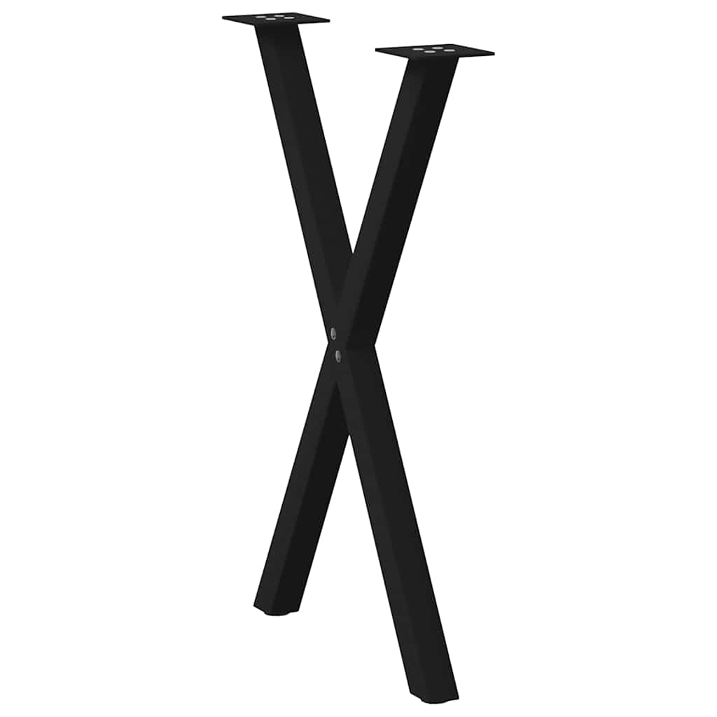 Pieds de table à manger en forme de X, 2 pièces, noir, 57 x 72-73 cm, acier