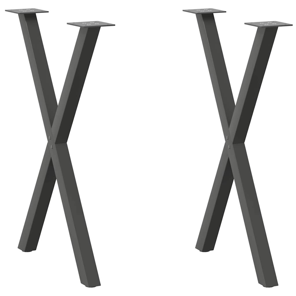 Pieds de table à manger en forme de X, 2 pièces, anthracite, 57 x 72-73 cm, acier