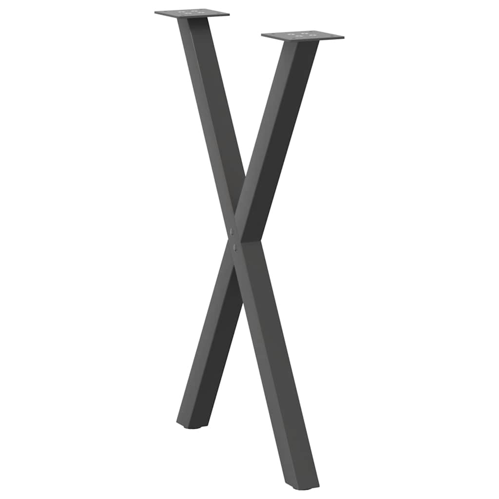 Pieds de table à manger en forme de X, 2 pièces, anthracite, 57 x 72-73 cm, acier