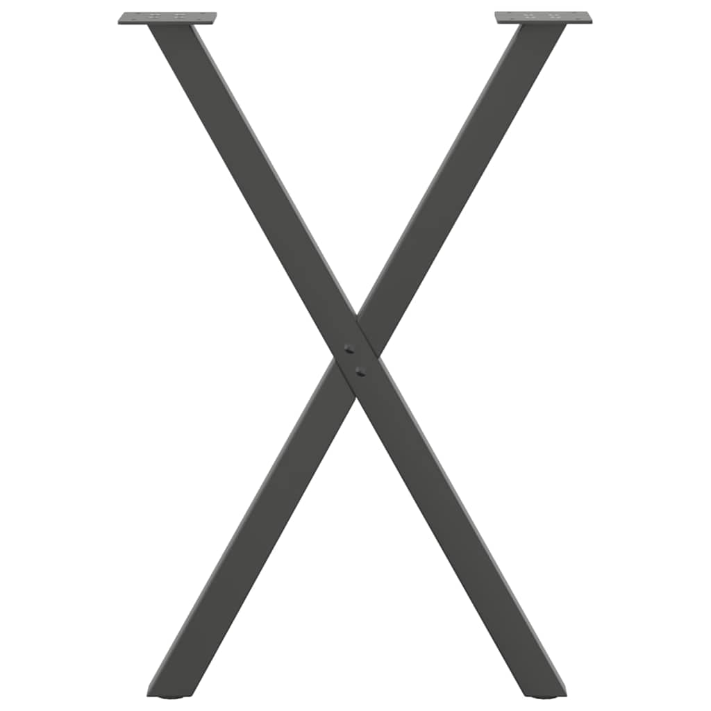 Pieds de table à manger en forme de X, 2 pièces, anthracite, 57 x 72-73 cm, acier