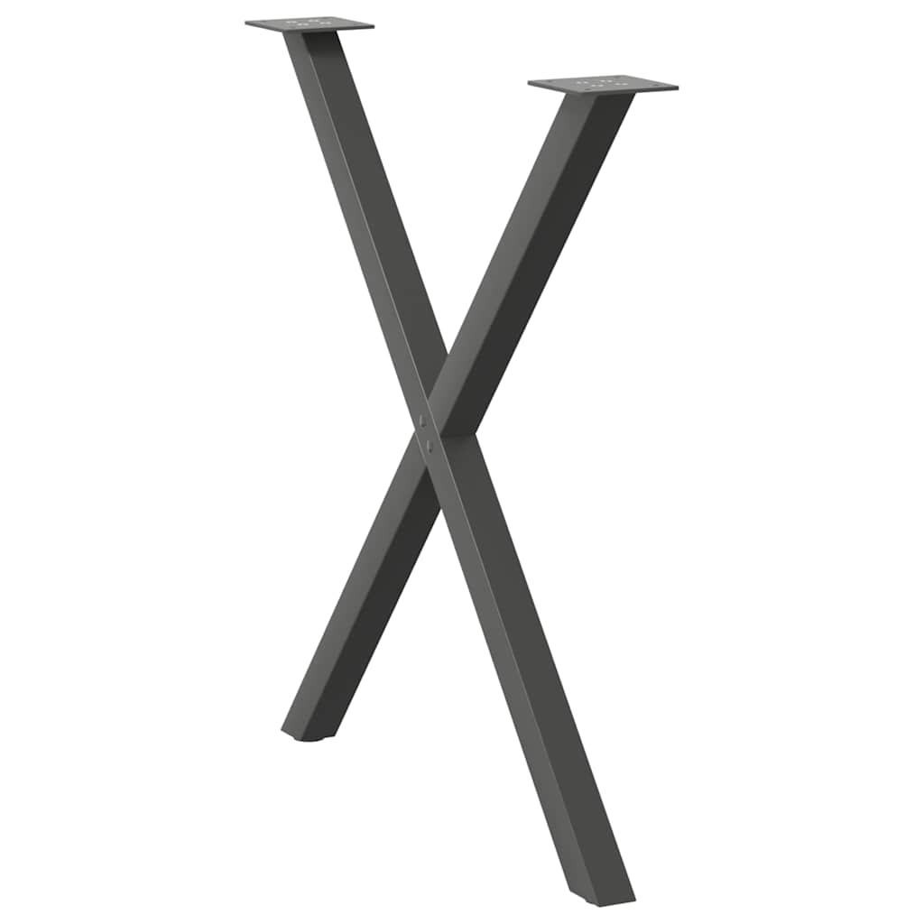 Pieds de table à manger en forme de X, 2 pièces, anthracite, 70 x (72-73) cm, acier