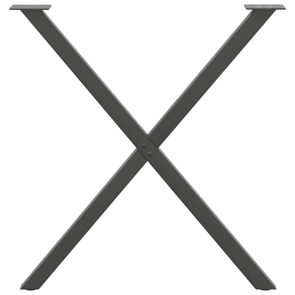 Pieds de table à manger en forme de X, 2 pièces, anthracite, 70 x (72-73) cm, acier