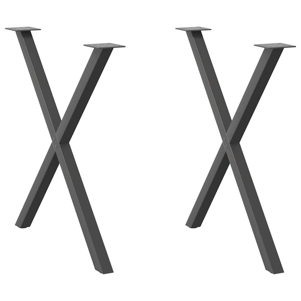 Pieds de table à manger en forme de X, 2 pièces, anthracite, 80 x (72-73) cm, acier