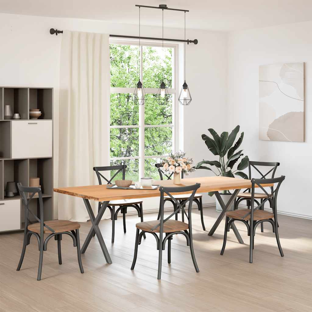 Pieds de table à manger en forme de X, 2 pièces, anthracite, 80 x (72-73) cm, acier