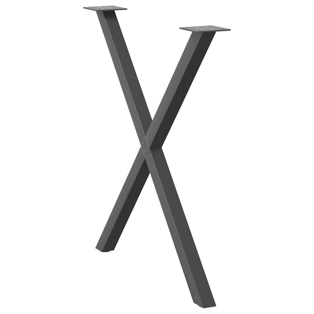 Pieds de table à manger en forme de X, 2 pièces, anthracite, 80 x (72-73) cm, acier