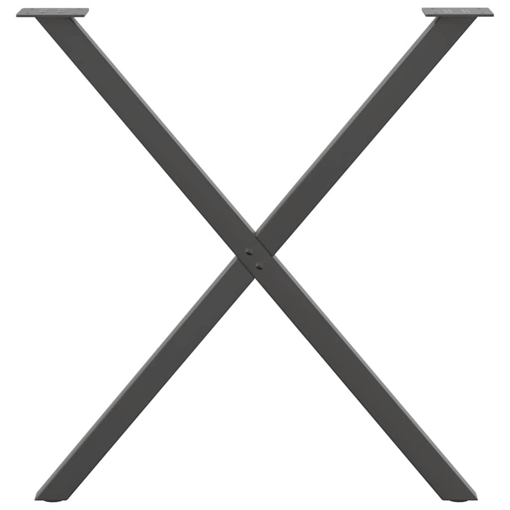 Pieds de table à manger en forme de X, 2 pièces, anthracite, 80 x (72-73) cm, acier