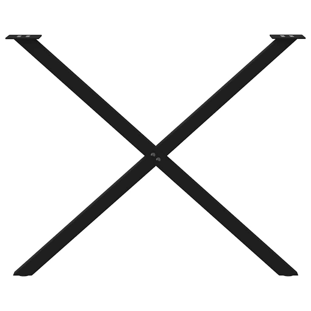 Pieds de table à manger en forme de X, 2 pièces, noir, 90 x 72-73 cm, acier