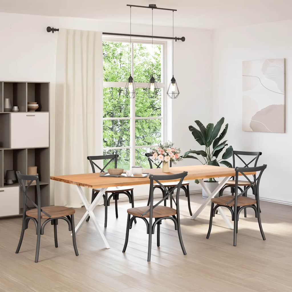 Pieds de table à manger en forme de X, 2 pièces, blanc, 90 x (72-73) cm, acier