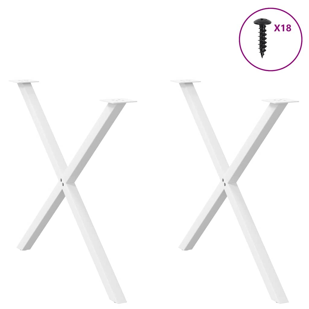 Pieds de table à manger en forme de X, 2 pièces, blanc, 90 x (72-73) cm, acier
