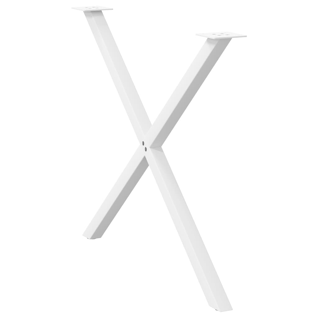 Pieds de table à manger en forme de X, 2 pièces, blanc, 90 x (72-73) cm, acier