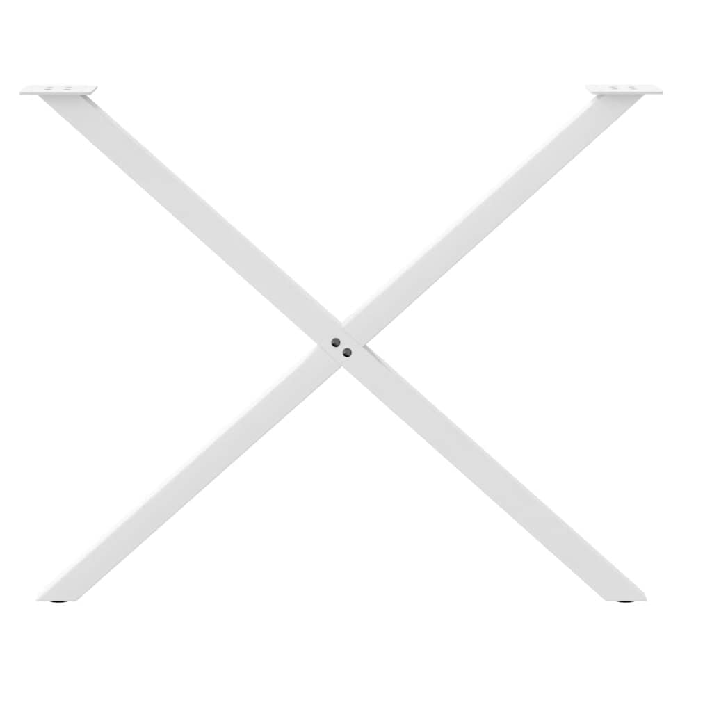 Pieds de table à manger en forme de X, 2 pièces, blanc, 90 x (72-73) cm, acier