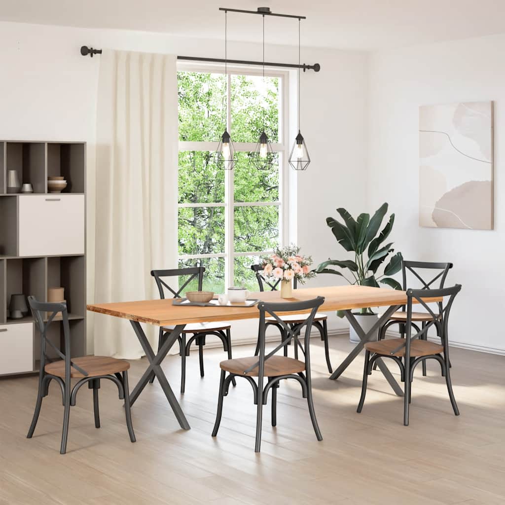 Pieds de table à manger en X, 2 pièces, anthracite, 90 x (72-73) cm, acier